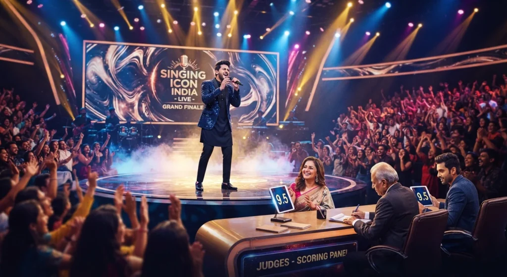 latest-singing-competitions Indian singer participating in a live singing competition