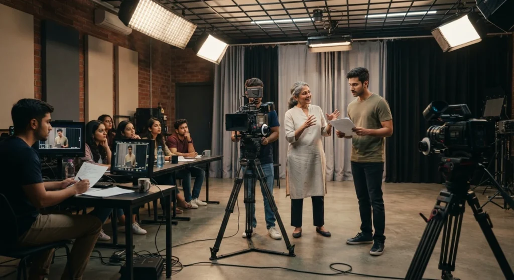 professional-acting-classes Students learning professional acting techniques in an acting class